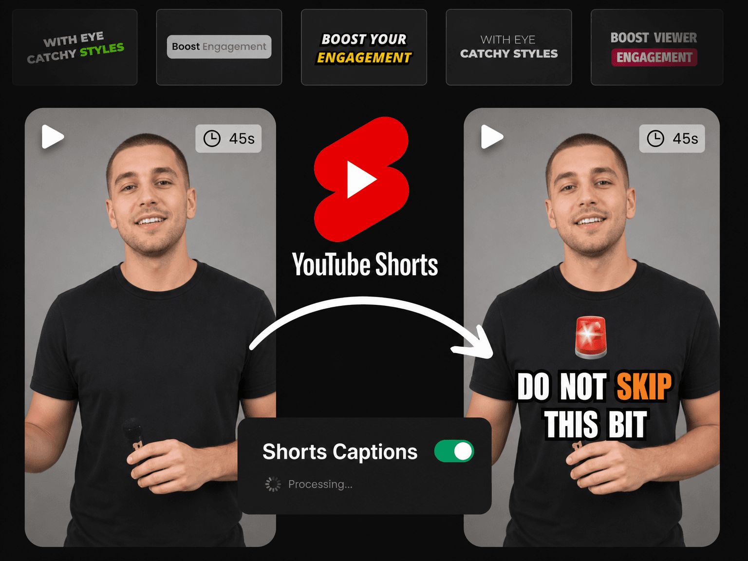 Animated captions on YouTube Shorts created with Eliro