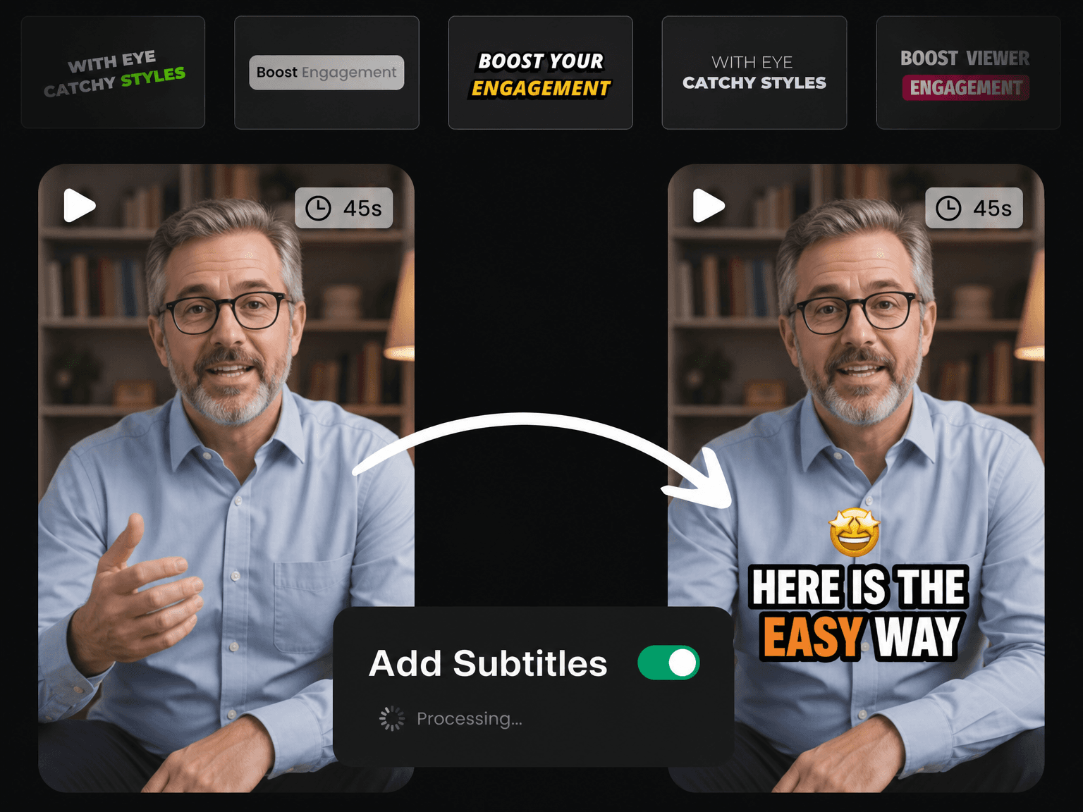 Subtitles generated on a video in Eliro