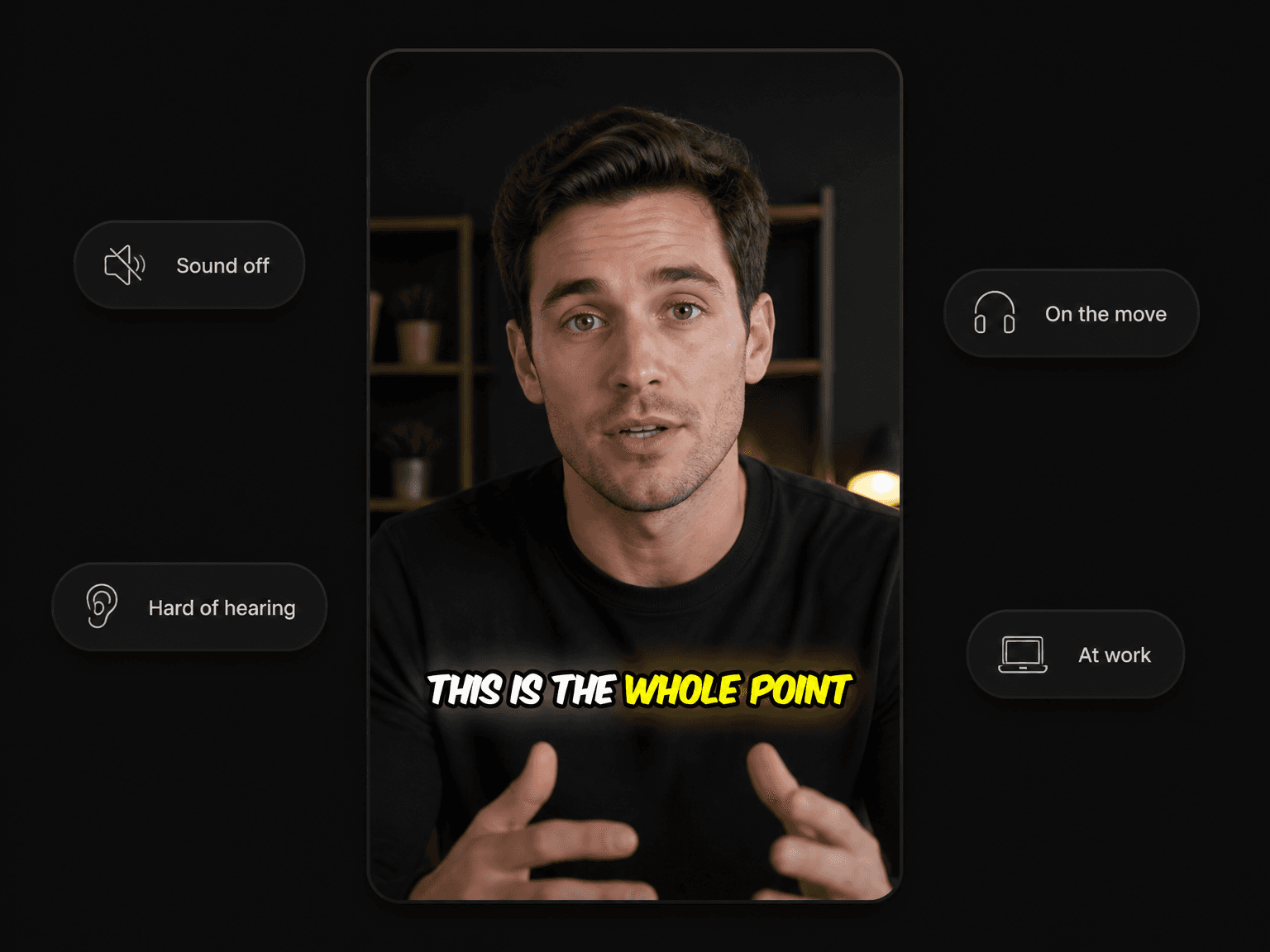 A video with subtitles being watched without sound
