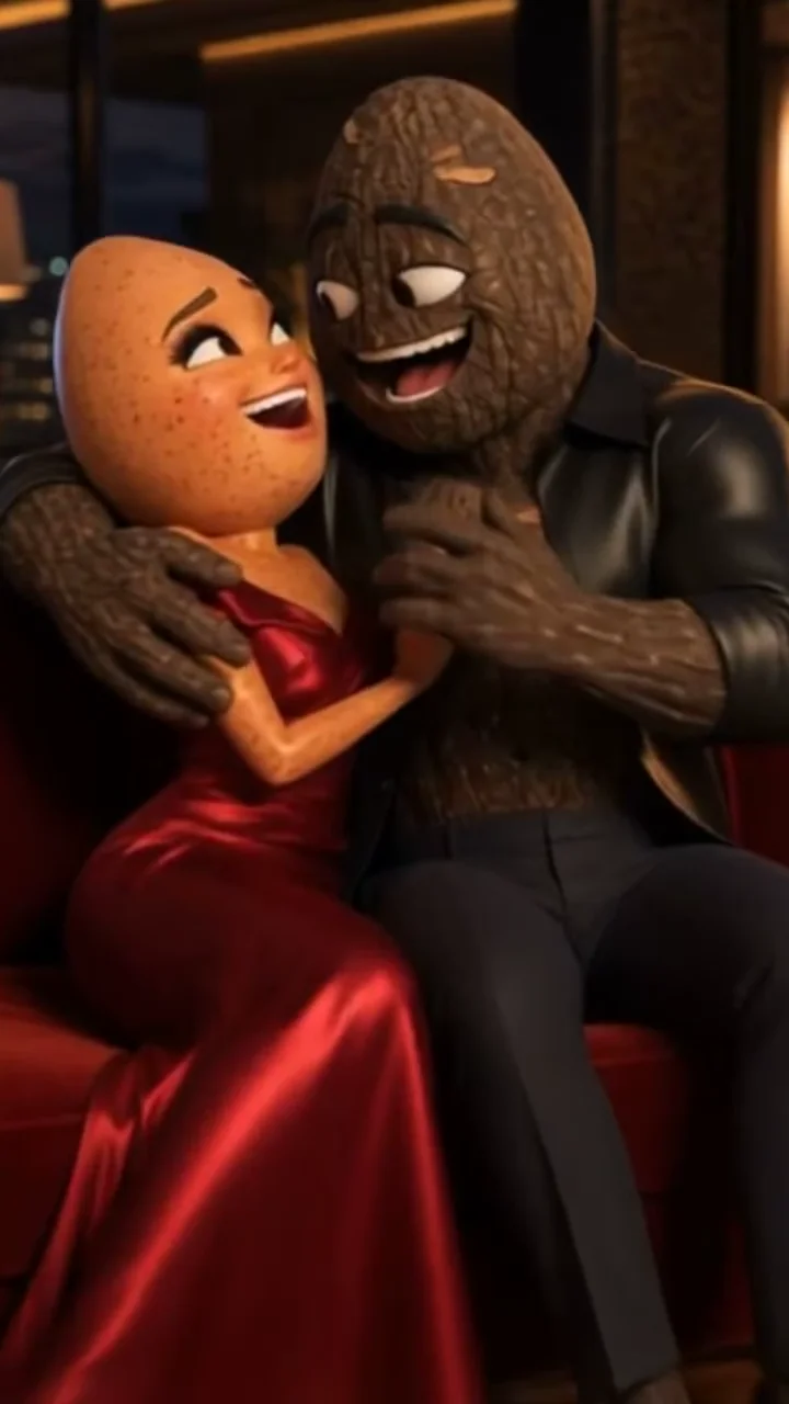 Fruits drama video: a couple on a sofa