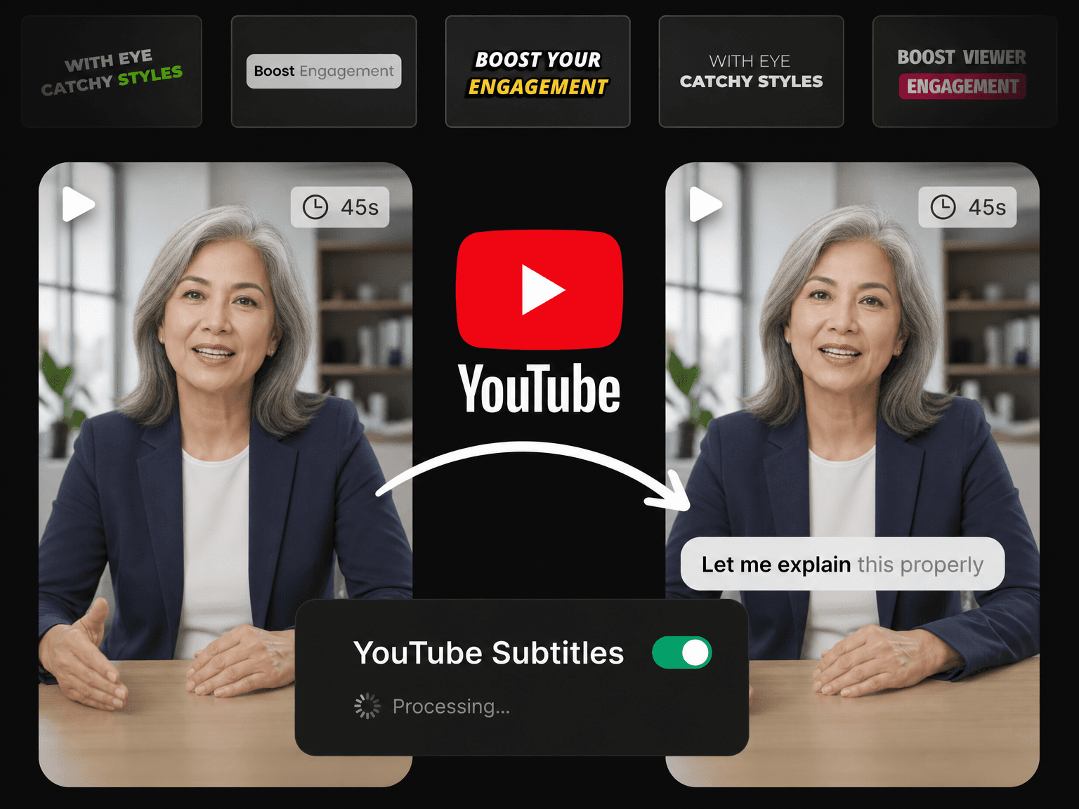 Subtitles on a long-form YouTube video in Eliro